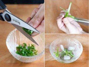 Como cortar cebolinha com a tesoura