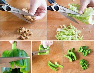Como cortar legumes e verduras com a tesoura