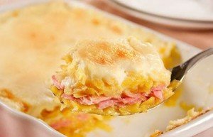 Receita de gratinado de mandioquinha com presunto e queijo