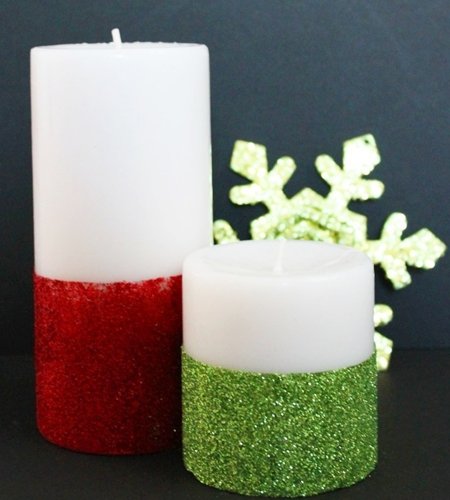 Como decorar uma vela de Natal com glitter