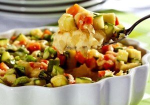 Purê de batata gratinado com legumes