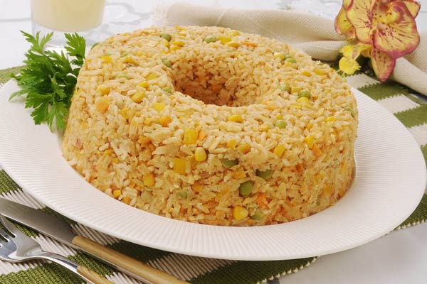 Bolo de arroz com legumes