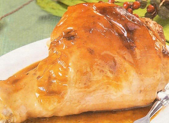 Pernil com jus e melaço de cana