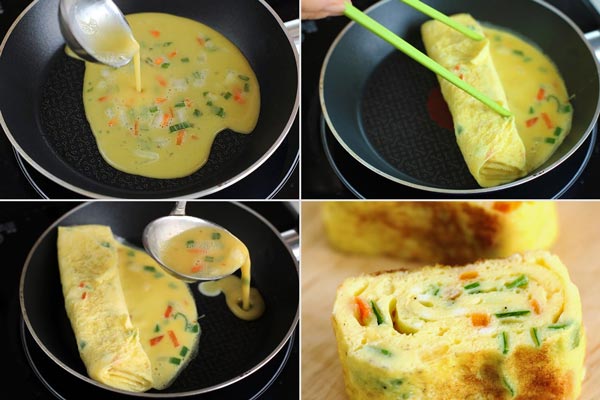 Receita de rolinho de omelete