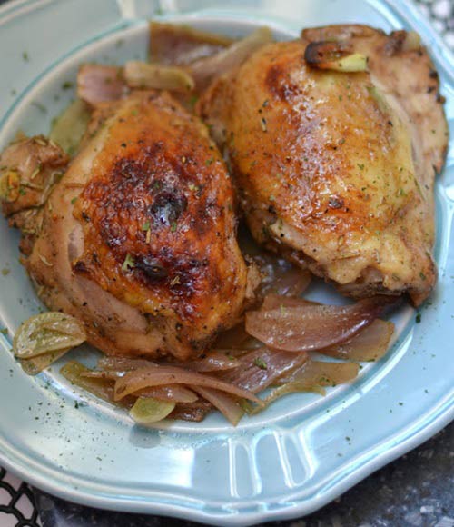 Sobrecoxas de frango ao forno